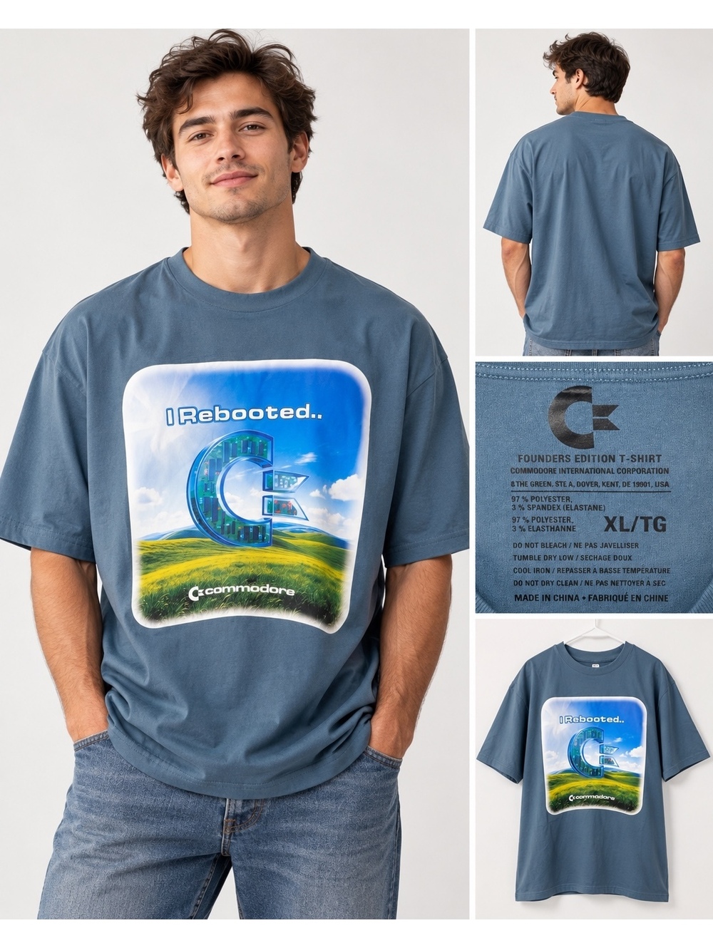 Commodore I Rebooted Blue Graphic T Shirt Size XL